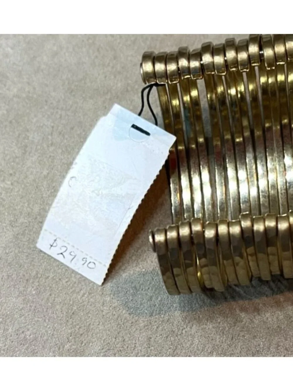 Vintage Y2K Express Stackable Cuff Multi-Strand Hammered Matte Gold Bangle Brace